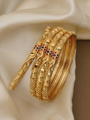 OmKrishiv Brass Gold-plated Bangle Set(Pack of 4)