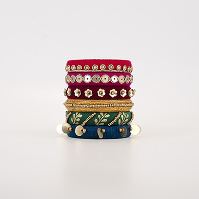 MAHADEV Plastic Moonstone Silver Coated Bangle Set(Pack of 6)