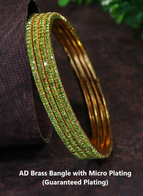 Atulya Brass Cubic Zirconia Gold-plated Bangle(Pack of 4)