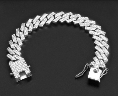 UWISH Sterling Silver, Stainless Steel Diamond Silver Bracelet