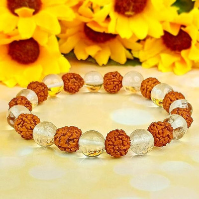 VIBESLE Crystal, Rudraksha, Clear Quartz Beads Charm Bracelet
