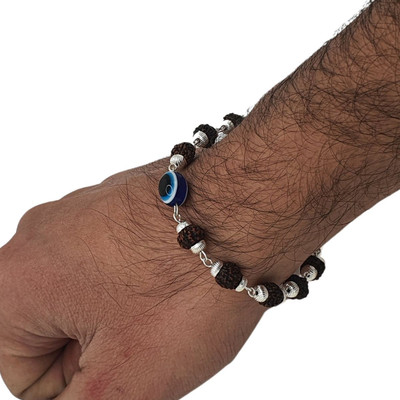 SukhadParivar Rudraksha, Evil Eye Silver Charm Bracelet