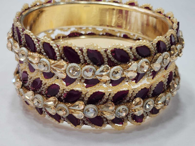 ZEYRA Info Brass Bangle Set(Pack of 2)