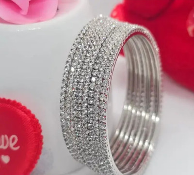 ShiyaShree Alloy Diamond Silver Bangle Set(Pack of 8)