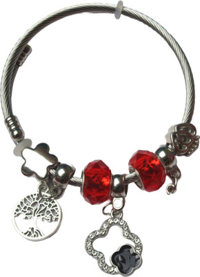 Aainara Oxidised Silver Charm Bracelet