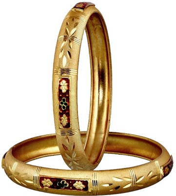 Lucky Jewellery Alloy Gold-plated Bangle Set(Pack of 2)