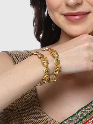 Karatcart Alloy Crystal Gold-plated Bangle Set(Pack of 2)