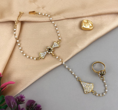 payal jewellery Alloy Diamond Gold-plated Ring Bracelet