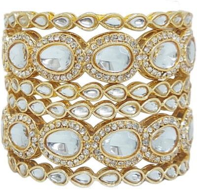 CHURA KING Alloy Crystal Gold-plated Bangle Set(Pack of 6)