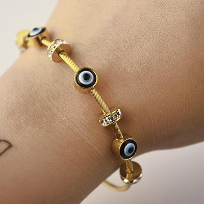 Gleve Stainless Steel Crystal Gold-plated Bracelet