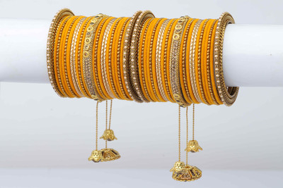 ZINEKA Metal Beads, Zircon Gold-plated Bangle Set(Pack of 50)
