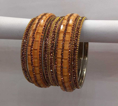 Terraband Alloy Zircon Silver Bangle Set(Pack of 6)