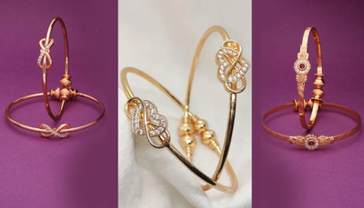 Hetshree Brass Diamond Gold-plated Bangle(Pack of 6)