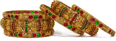 Nagneshi Art Alloy Ruby Gold-plated Bangle Set(Pack of 6)