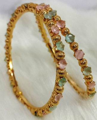 KATELYN PRODUCTS Brass Gold-plated Bangle Set(Pack of 2)