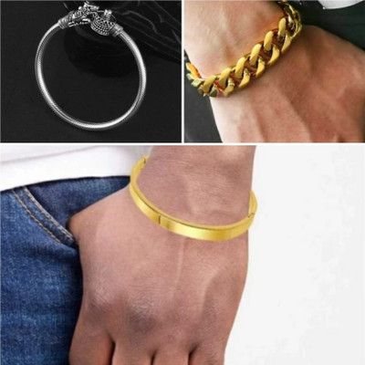 MAATRCHAAYA Alloy Sterling Silver, Gold-plated Bracelet Set(Pack of 3)
