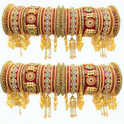 H M SAKHIYA CREATION Stone, Lac, Plastic, Alloy Pearl, Diamond Gold-plated Bracelet Set