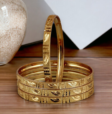 Lucky Jewellery Alloy Gold-plated Bangle Set(Pack of 4)