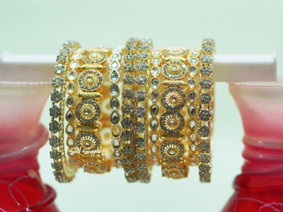 Piyush Metal Cubic Zirconia, Crystal Kada(Pack of 10)