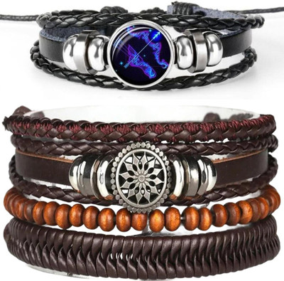 PIXFLIX Leather Charm Bracelet(Pack of 2)
