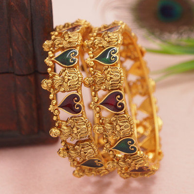 OrnaDzn Zevellery Brass Gold-plated Bangle(Pack of 2)