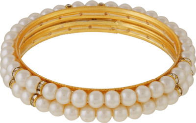 Abpearls Alloy Pearl Copper Bangle Set(Pack of 2)