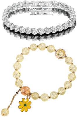 PIXFLIX Stone, Crystal Charm Bracelet(Pack of 2)