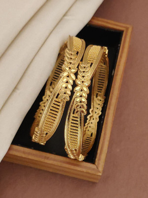 NIrjaaFashion Brass Gold-plated Bangle Set(Pack of 2)