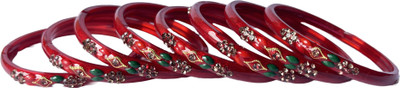Karaavi Glass Crystal Enamel Bangle Set(Pack of 8)