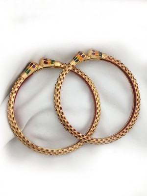 Primectrla Fab Brass Diamond Gold-plated Bangle Set(Pack of 2)