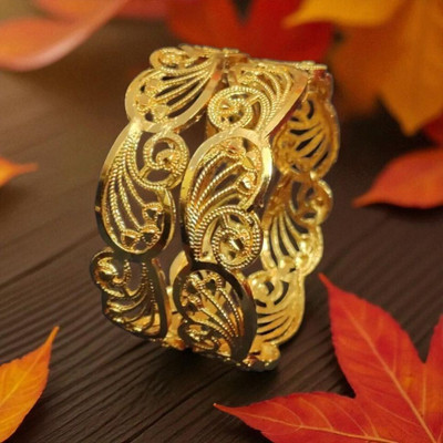 Dressberry Brass Diamond Gold-plated Bangle Set(Pack of 2)