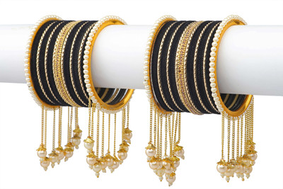 Rijoli Metal Zircon Gold-plated Bangle Set(Pack of 10)
