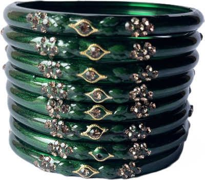 Bhooprama Glass Crystal Enamel Bangle Set(Pack of 8)