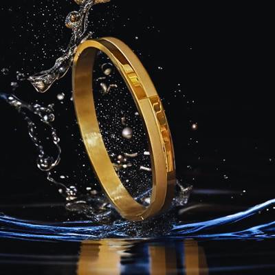 GLADTIME Stainless Steel Gold-plated Kada