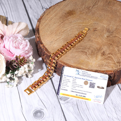 SPYRONIX REAL TREASURE Brass, Rudraksha Gold-plated Bracelet
