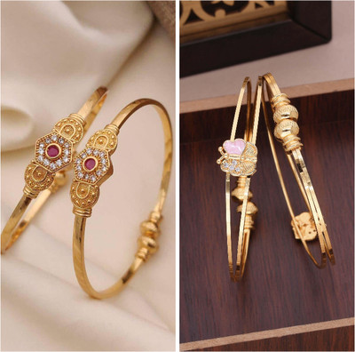 ANOUK Brass Diamond Gold-plated Bangle Set(Pack of 3)