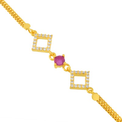 MissMister Brass Cubic Zirconia, Ruby Gold-plated Bracelet