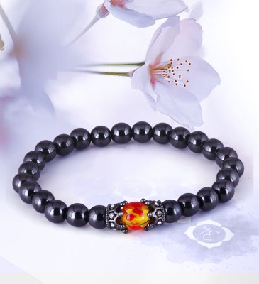 METRONAUT Metal, Stone, Crystal, Alloy, Stainless Steel Beads Black Silver Bracelet