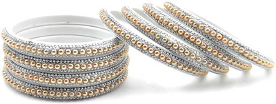 RAF dukan Plastic Crystal Silver Bangle Set(Pack of 8)