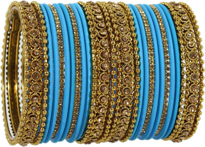 ZULKA Metal, Fabric Zircon Bangle Set(Pack of 28)