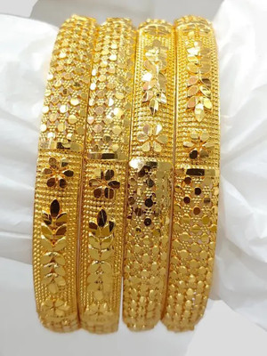 Alasca Brass Gold-plated Bangle Set(Pack of 4)