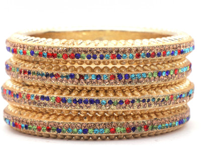 navjai Plastic Cubic Zirconia Gold-plated Bangle Set(Pack of 4)