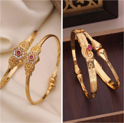ANOUK Brass Diamond Gold-plated Bangle Set(Pack of 3)