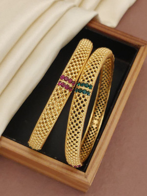 NIrjaaFashion Brass Gold-plated Bangle Set(Pack of 2)