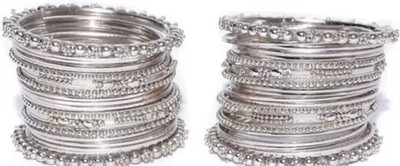 RT GLOBAL Metal Silver Coated Bangle Set(Pack of 2)