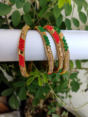 AryanStylus Glass Beads Bangle(Pack of 4)