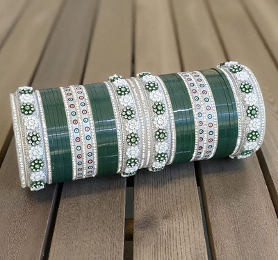 chude wala Plastic Cubic Zirconia Silver Chudas(Pack of 42)