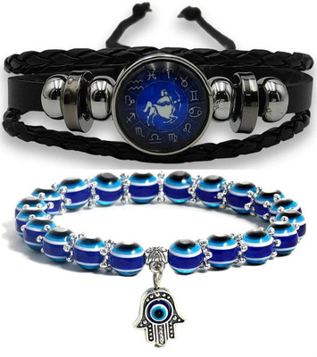 PIXFLIX Brass, Metal, Copper, Alloy, Leather, Steel, Stainless Steel Charm Bracelet(Pack of 2)
