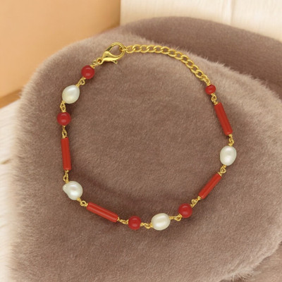 Sri Jagdamba Pearls Alloy Pearl Gold-plated Bracelet