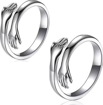 Teeragaj Alloy, Stainless Steel Cubic Zirconia Sterling Silver, Titanium Plated Ring Set